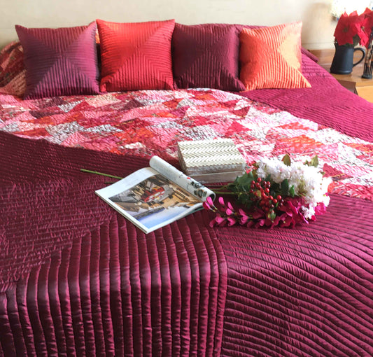 VANYA LOVE ALWAYS PATOLA SILK QUILTED BEDCOVER SET