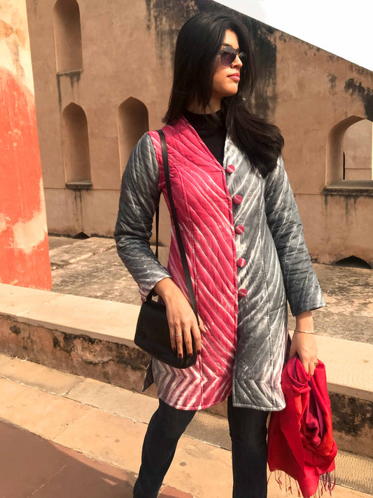 HAZEL KYOTO SHIBORI QUILTED LONG JACKET