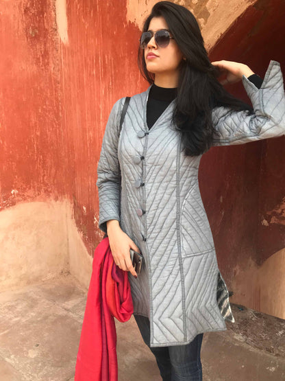 HAZEL KYOTO SHIBORI QUILTED LONG JACKET