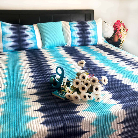VALENCIA  LOVE ALWAYS SHIBORI SHABANG QUILTED BEDCOVER SET