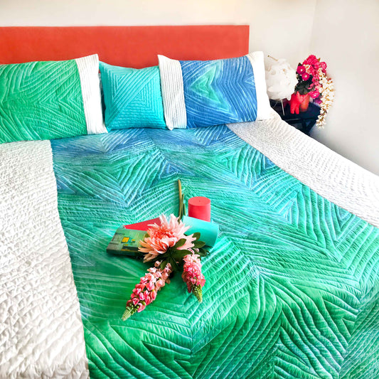 VENUS  LOVE ALWAYS SHIBORI SHABANG QUILTED BEDCOVER SET