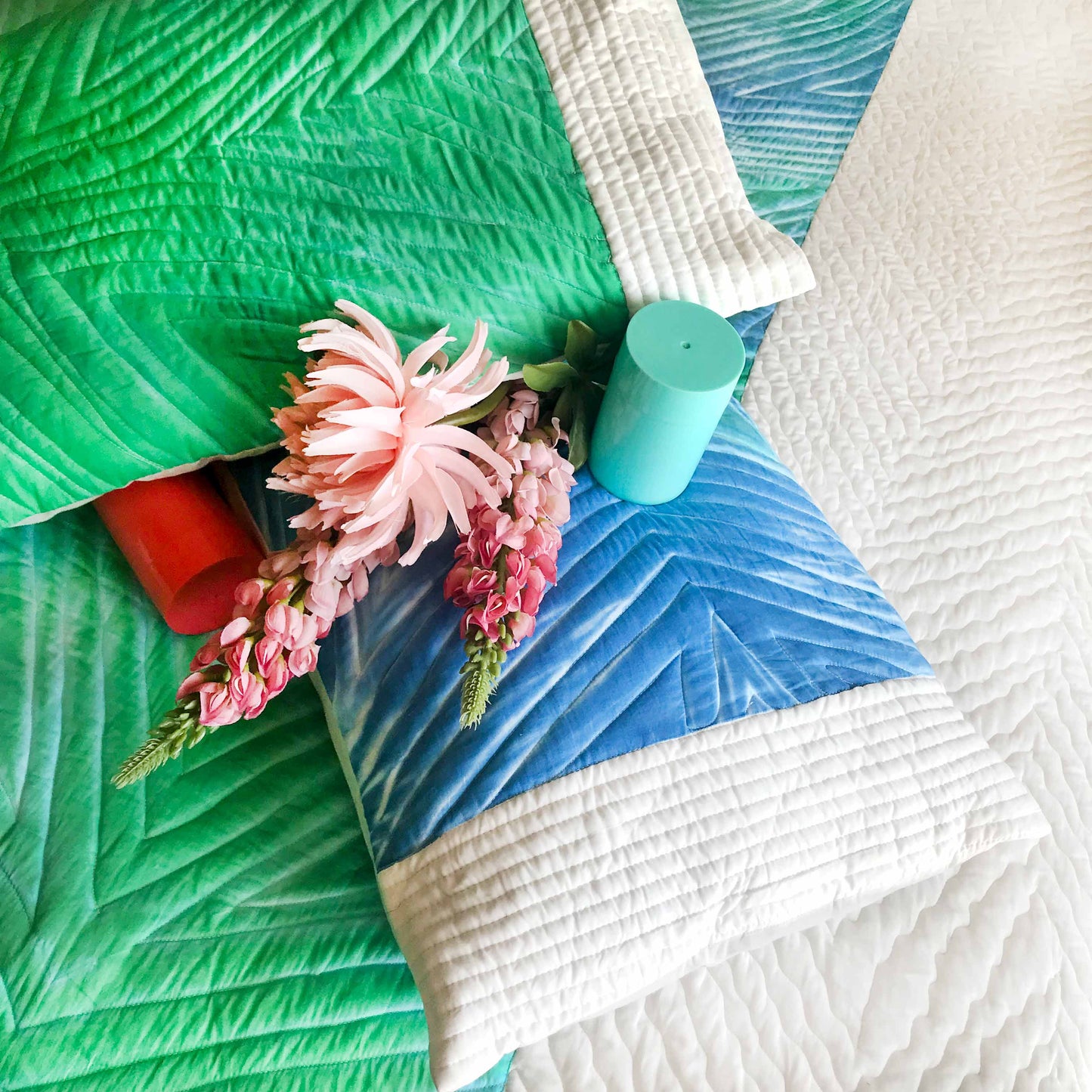 VENUS  LOVE ALWAYS SHIBORI SHABANG QUILTED BEDCOVER SET