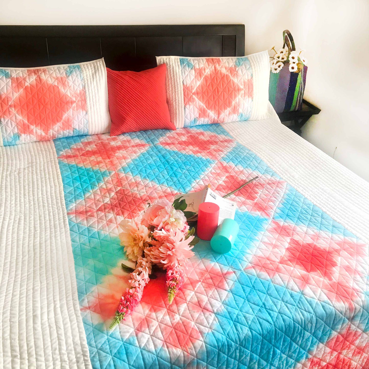 VERNA  LOVE ALWAYS SHIBORI SHABANG QUILTED BEDCOVER SET