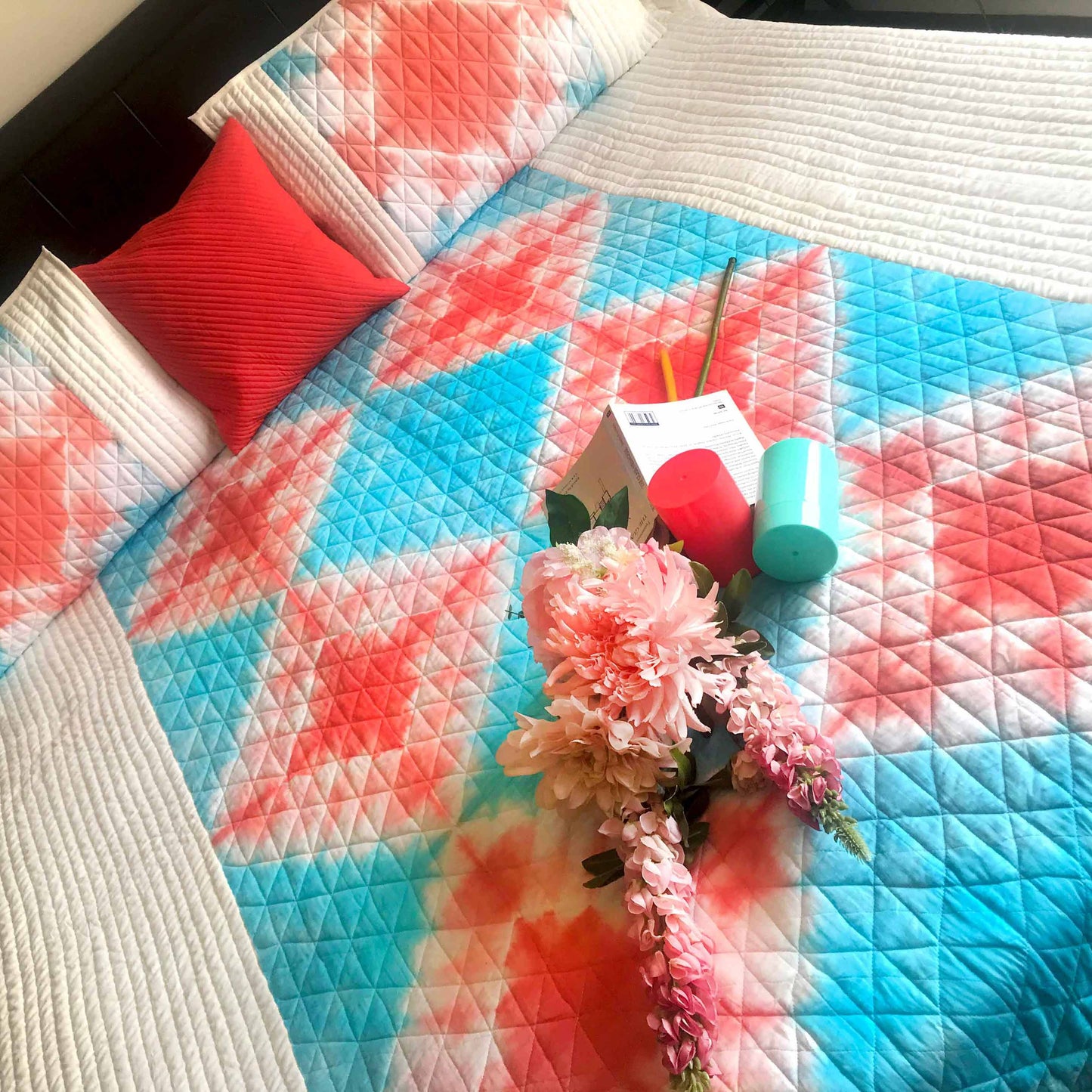 VERNA  LOVE ALWAYS SHIBORI SHABANG QUILTED BEDCOVER SET