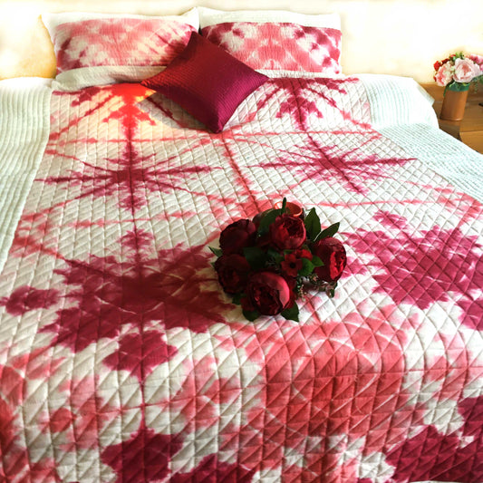 VIVIEN  LOVE ALWAYS SHIBORI SHABANG QUILTED BEDCOVER SET