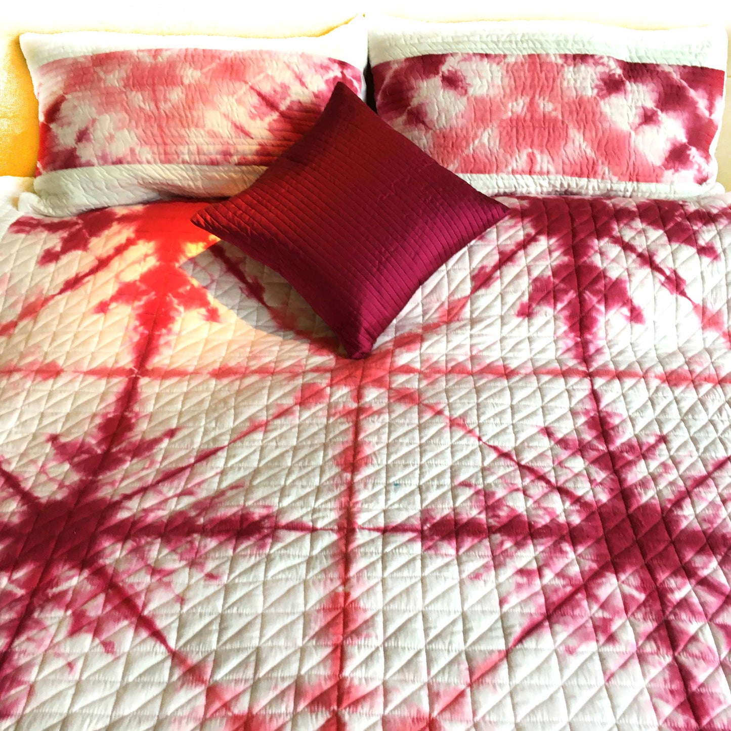 VIVIEN  LOVE ALWAYS SHIBORI SHABANG QUILTED BEDCOVER SET
