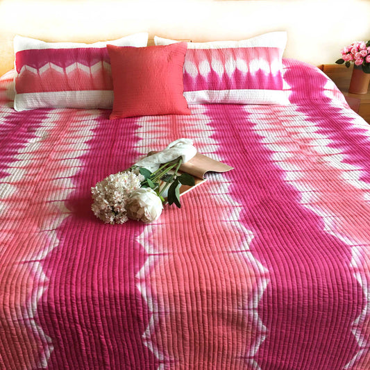 VERONICA  LOVE ALWAYS SHIBORI SHABANG QUILTED BEDCOVER SET
