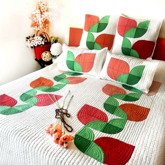 DARLENE TULIPS OF KASHMIR PATCHWORK QUILTED BEDCOVER SET