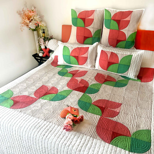 DANICA TULIPS OF KASHMIR PATCHWORK QUILTED BEDCOVER SET