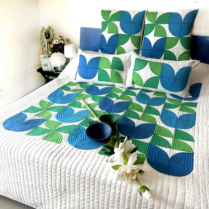 DORCIE TULIPS OF KASHMIR PATCHWORK QUILTED BEDCOVER SET