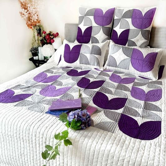 DONITA TULIPS OF KASHMIR PATCHWORK QUILTED BEDCOVER SET