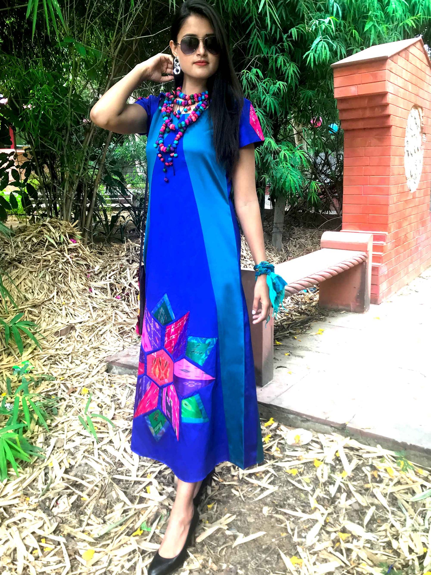 FELICITY FESTIVE FLAMBOYANCE PATOLA SILK PATCHWORK DRESS