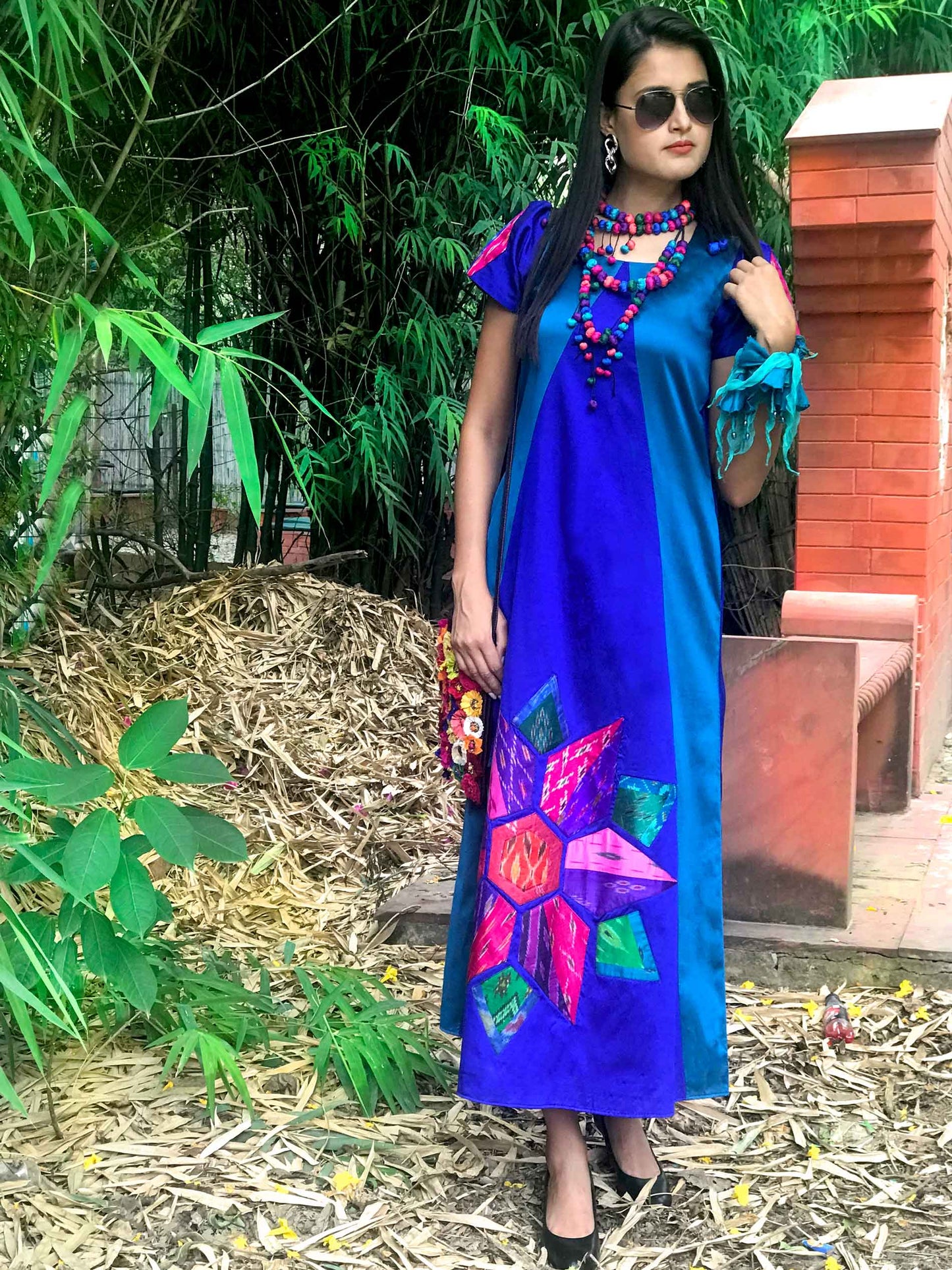 FELICITY FESTIVE FLAMBOYANCE PATOLA SILK PATCHWORK DRESS