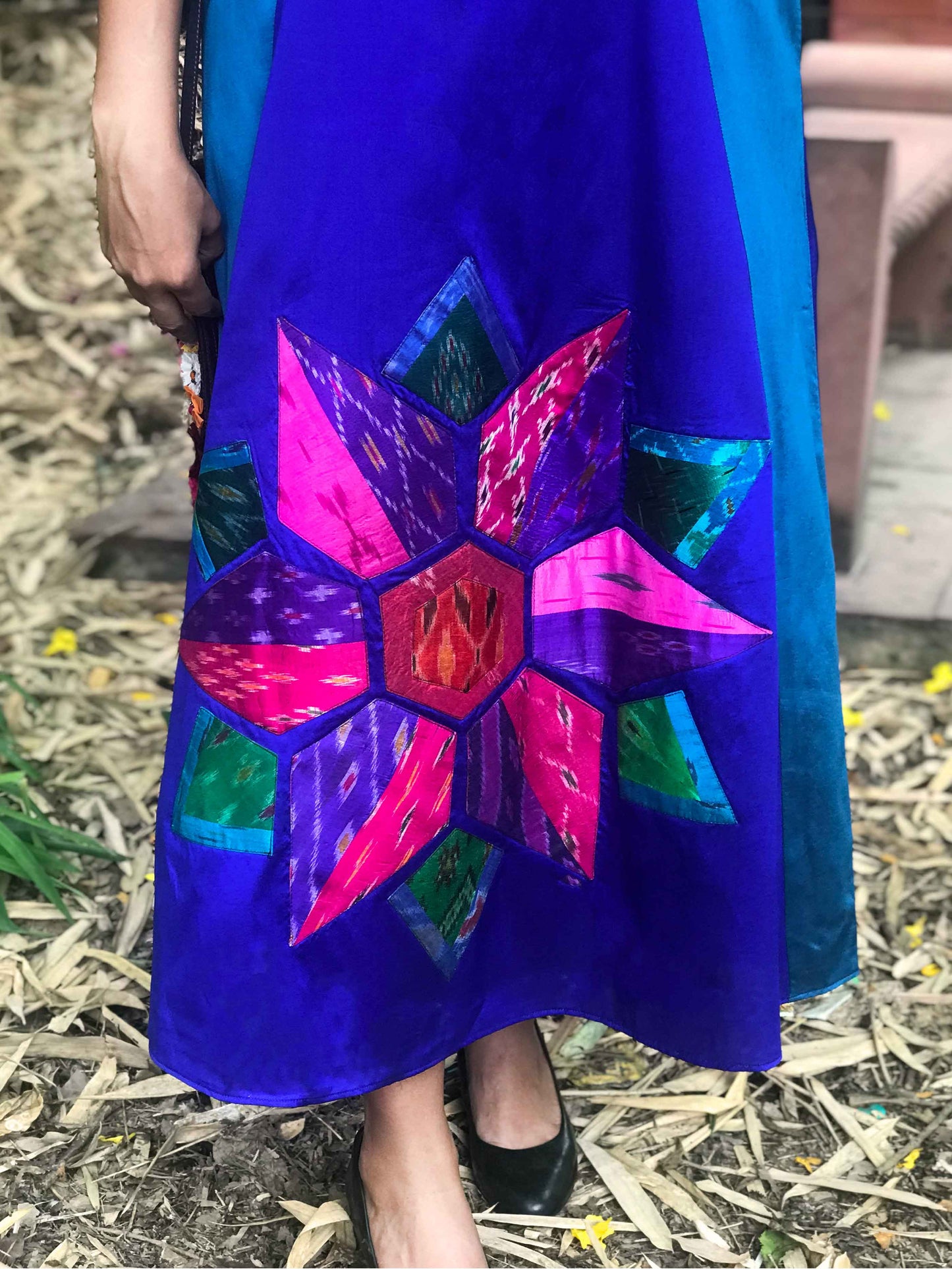 FELICITY FESTIVE FLAMBOYANCE PATOLA SILK PATCHWORK DRESS