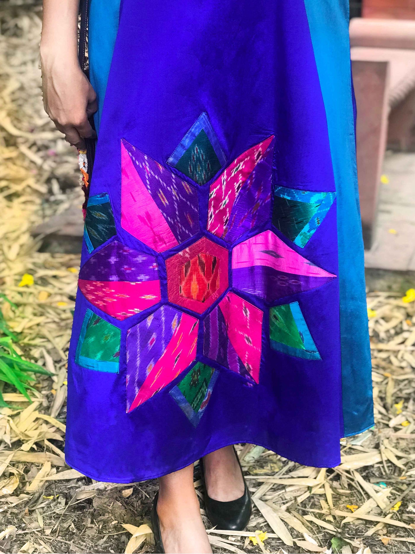 FELICITY FESTIVE FLAMBOYANCE PATOLA SILK PATCHWORK DRESS