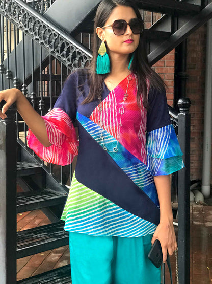 SAYLOR SANTORINI STRIPES SILK KOTA DORIA TUNIC