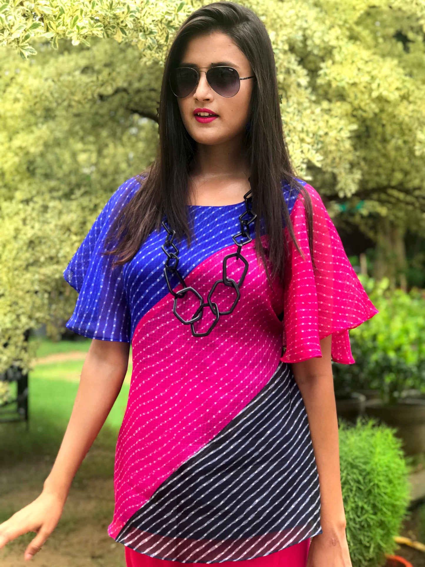 SANNA SANTORINI STRIPES SILK KOTA DORIA TUNIC