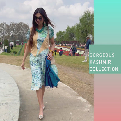 LOUISE GORGEOUS KASHMIR WATER MARBLED PURE SILK DRESS