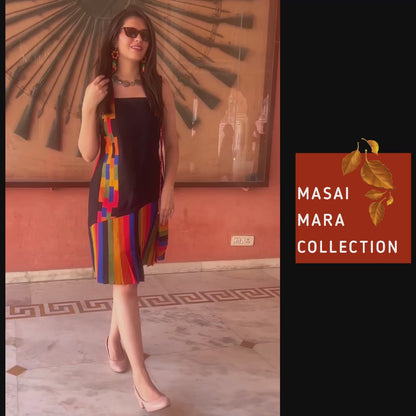 MASHAVU MASAI MARA HAND WOVEN COTTON PATCHWORK DRESS