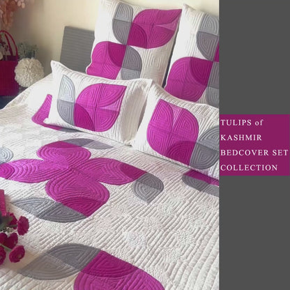 DELAINIE TULIPS OF KASHMIR PATCHWORK QUILTED BEDCOVER SET