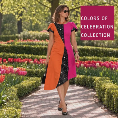 KATJA COLORS OF CELEBRATION HAND WOVEN COTTON PATCHWORK DRESS