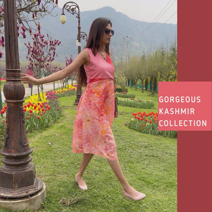 LENORA GORGEOUS KASHMIR WATER MARBLED PURE SILK DRESS