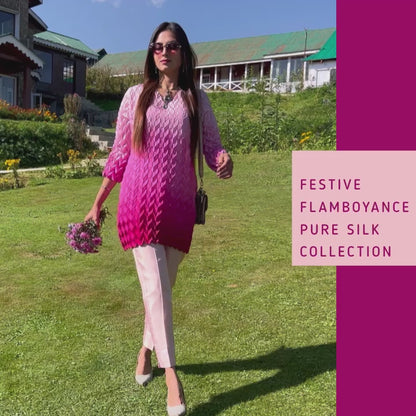 DAISY FESTIVE FLAMBOYANCE PURE SILK TESSELLATION TUNIC SET
