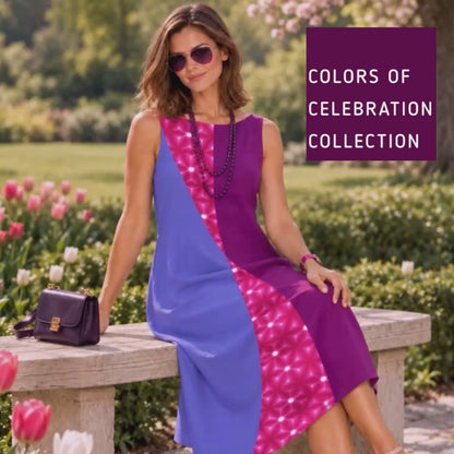 KRISSY COLORS OF CELEBRATION HAND WOVEN COTTON PATCHWORK DRESS