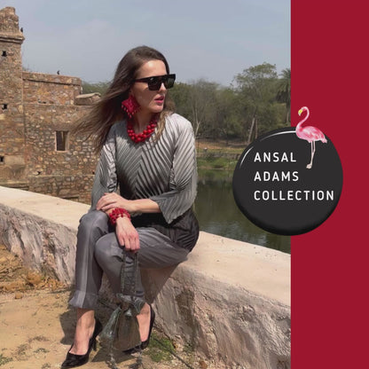 CHELSEA ANSEL ADAMS INSPIRED PURE SILK TESSELLATION TUNIC SET