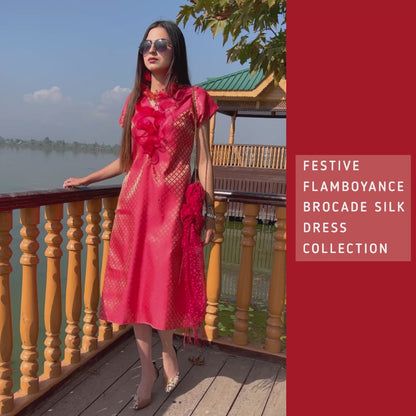 DEMI FESTIVE FLAMBOYANCE BROCADE DRESS