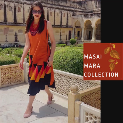 MERIA MASAI MARA HAND WOVEN COTTON PATCHWORK DRESS