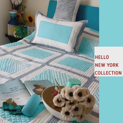 NEOMI HELLO NEW YORK PATCHWORK QUILTED BEDCOVER SET