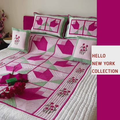 NANCY HELLO NEW YORK PATCHWORK QUILTED BEDCOVER SET