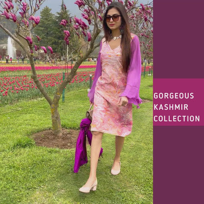 LARISSA GORGEOUS KASHMIR WATER MARBLED PURE SILK DRESS