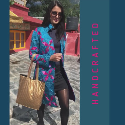 JORDAN ROMANTIC RHAPSODY PATOLA SILK PATCHWORK  REVERSIBLE QUILTED JACKET