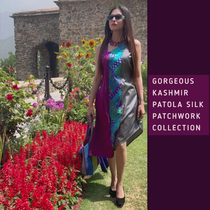 KINSLEY GORGEOUS KASHMIR PATOLA SILK PATCHWORK DRESS