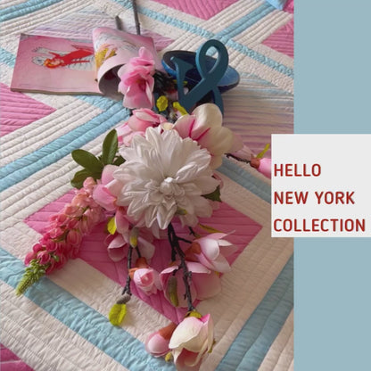 NATALIE HELLO NEW YORK PATCHWORK QUILTED BEDCOVER SET