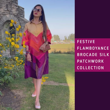 DESDEMONA FESTIVE FLAMBOYANCE BROCADE PATCHWORK DRESS