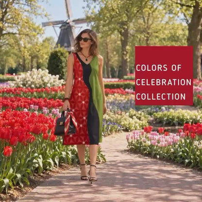 KACEY COLORS OF CELEBRATION HAND WOVEN COTTON PATCHWORK DRESS