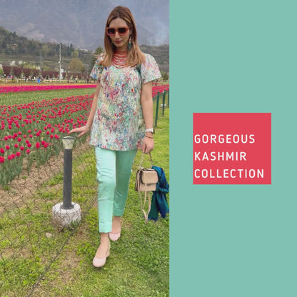 LUCY GORGEOUS KASHMIR WATER MARBLED PURE SILK TUNIC SET