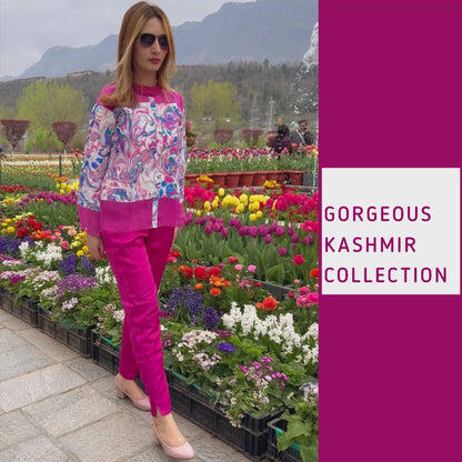 LAURA GORGEOUS KASHMIR WATER MARBLED PURE SILK TUNIC SET