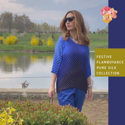 DAFFODIL FESTIVE FLAMBOYANCE PURE SILK TESSELLATION TUNIC SET
