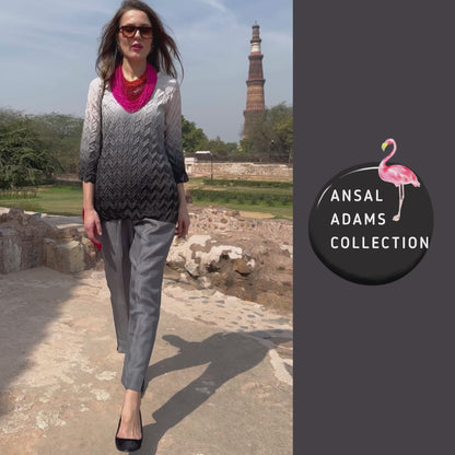 CELINE ANSEL ADAMS INSPIRED PURE SILK TESSELLATION TUNIC SET