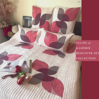DEBORAH TULIPS OF KASHMIR PATCHWORK QUILTED BEDCOVER SET