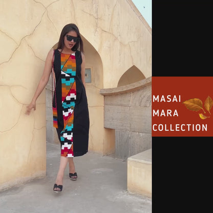 MASHAKA MASAI MARA HAND WOVEN COTTON PATCHWORK DRESS