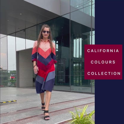MILLIE CALIFORNIA COLORS HAND WOVEN COTTON PATCHWORK DRESS