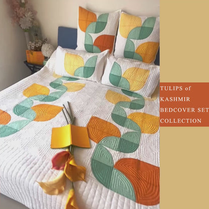 DAPHNE TULIPS OF KASHMIR PATCHWORK QUILTED BEDCOVER SET