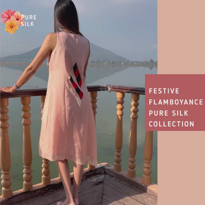DEBBIE FESTIVE FLAMBOYANCE PURE SILK PATCHWORK DRESS